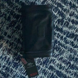 TUMI Black Leather Messenger Bag